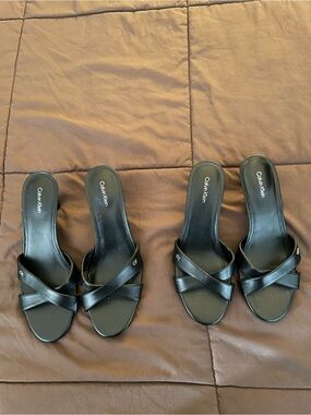 NWOT Calvin Klein Pleather Black Kitten Heels Size 9, 11
